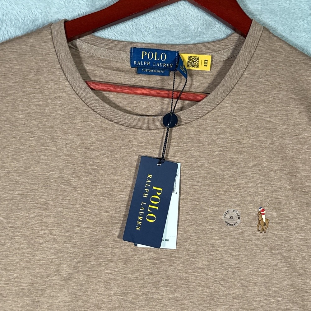 Polo Ralph Lauren Shirt Mens XL Brown Custom Slim Fit Classics Pony Logo Tee